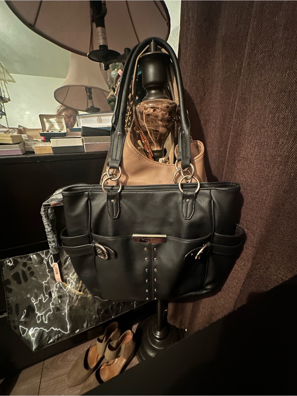 Rosetti Black Tote with Silver Hardware - Picture 2 of 8